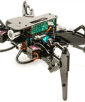 Bionic Quadruped Spider Robot Kit For Raspberry Pi 4 Or 3 B Plus Hands On OpenCV Object Tracking Self Stabilizing MPU6050 Gyro Sensor Remote GUI Control STEM Crawling Robot With PDF Manual black metal quadruped chassis