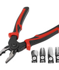 5 In 1 Interchangeable Pliers Kit With Replaceable Heads For Cutting Stripping Crimping And Wire Work Alloy Tool Steel Build