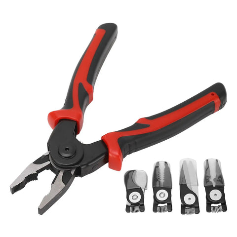 5 In 1 Interchangeable Pliers Kit With Replaceable Heads For Cutting Stripping Crimping And Wire Work Alloy Tool Steel Build