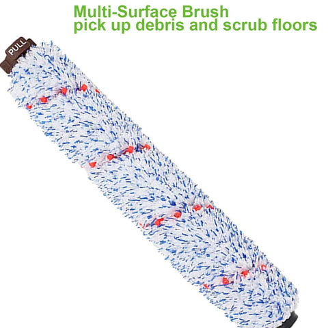 CrossWave Replacement Parts Kit For Multi Surface Vacuums Includes Pet And All Surface Brush Rolls And 2 Pack Filters For Wood Floor Area Rug And Tile Fits 1785 2306 2551 Series Excludes Cordless Max white and blue brush roll close-up view with text