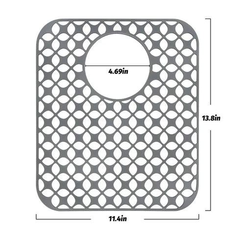 Heat Resistant Silicone Sink Mats for Kitchen, Two Pack 13.8 by 11.4 Inches, Raised Feet Design Elevates Mats for Quick Drainage