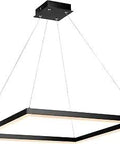 Black Modern Square Integrated LED Pendant Light Fixture, 23.6-Inch Dimmable Island Pendant For Kitchen, Dining, And Living Room, Dope Minimalist Metal Chandelier In Warm 3000K, ETL Listed, 120V.