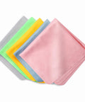 Vin Beauty extra-large microfiber cleaning cloths, 12x12 in, set of 5 in gray, neon green, yellow, blue, pink