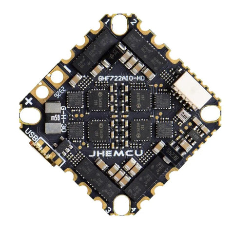 Top view of High Performance Flight Controller And ESC 40A 4-In-1 Kit For 2-6S Drones, STM32F722 MCU, 20x20mm board layout.