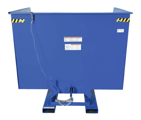 Built Tough Heavy Duty Steel Self Dumping Hopper With Smooth Auto Bump Action For Forklifts 4 Cubic Yard Roll Off Debris Cart side view
