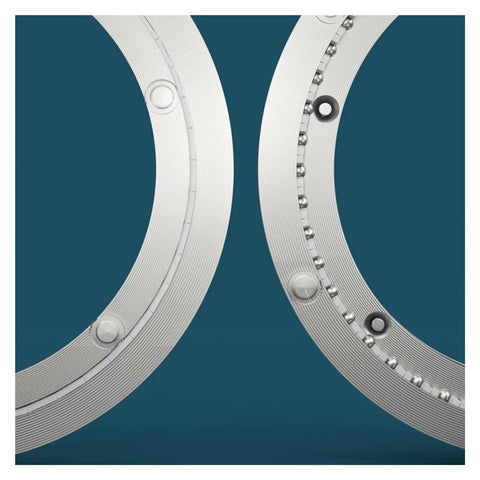 Close-up of aluminum alloy body and steel ball bearings in Heavy Duty Turntable Bearing With Silent Slewing Ring for Lazy Susan.