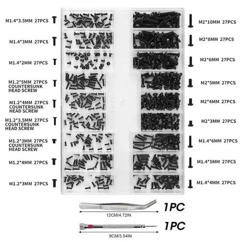 500 Pcs Micro Glass Screws Repair Kit With Tweezers And Screwdriver M1.2 M1.4 M2 Tiny Laptop Glasses Screws Assortment