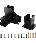 Badass Heavy Duty 90 Degree Corner Bracket Support With Rust Resistant Post Base And Three Way Mounting Kit For Wooden Beams Black Finish setup with screws.