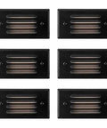 Pack of 6 black 12V 3W Surface Mount LED Step Light With Horizontal Louver Faceplate for outdoor low voltage lighting IP65 waterproof