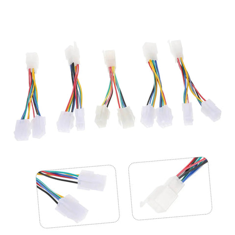 Five Piece Electric Bike Motor Cable Extension Harness Set with colorful wires and white durable connectors, suitable for upgrades.