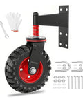 5 Inch Gate Wheels For Wooden Gates, 450 lb Capacity, Heavy Duty Spring Loaded Fence Wheel With 360 Degree Swivel, installation tools