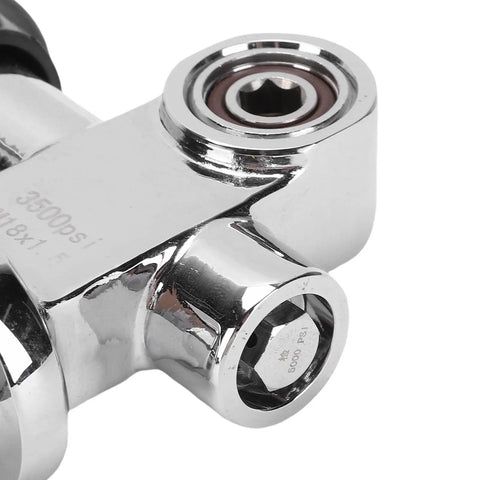 Close-up of 3500 PSI Scuba Tank Valve DIN Yoke Stainless Steel M18x1.5 Thread focusing on valve fittings.