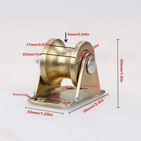 Heavy Duty U Groove Track Wheels For Sliding Gates And Barn Doors Galvanized Steel Rollers 45 lbs Capacity Industrial Grade Casters Built Tough Reliable shown with measurements.