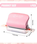 Pink adjustable 6 hole punch for diary planner and binder pages, 5.5mm round holes, shown with dimensions and product size details.