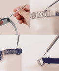 Front view: 22mm stainless steel quick-release watch pins with spring bars and tool (8 pcs) for Gear S3/Galaxy Watch.