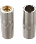 Premium 5-Pack 5/8 Inch Threaded Mig Gas Nozzles For Lincoln Welders 350 Amp Copper Torch Parts showing two nozzles.