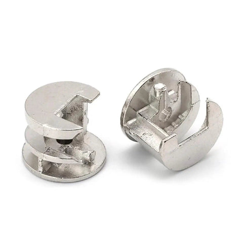 No Sweat Cam Lock Fasteners With Nuts And Screws For Easy Furniture Assembly Heavy Duty Alloy Steel Cabinet And Wardrobe Connectors close-up view