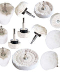 DIY Friendly Buffing Wheel Kit With White Flannelette Pads, 12 Pack For Drill Polishing Metal And Jewelry, Stainless Steel, Wood