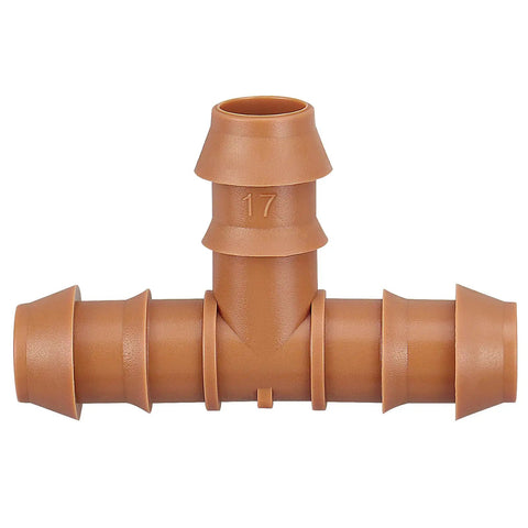 Single piece from 24 Piece Barbed Tee Fittings Set for One Half Inch Drip Irrigation Tubing 0.600 Inch ID Compatible With Most Standard Tubing