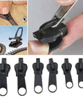 Zipper Repair Kit For Coats, Jackets, Tents And Backpacks, Includes 6 Zipper Sliders In 3 Sizes With 2 Of Each Size 3, 5 And 7 shown in use