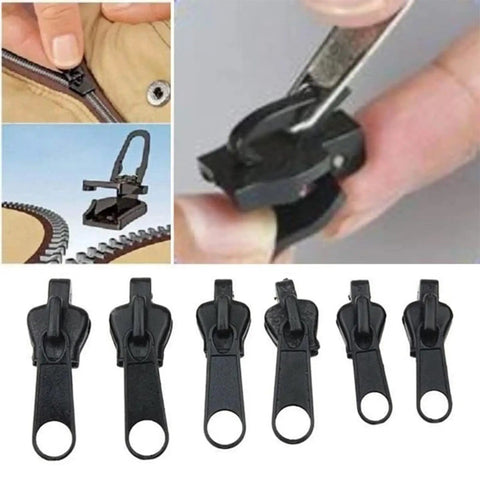 Zipper Repair Kit For Coats, Jackets, Tents And Backpacks, Includes 6 Zipper Sliders In 3 Sizes With 2 Of Each Size 3, 5 And 7 shown in use