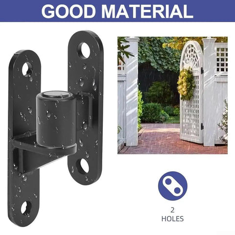 Premium Heavy Duty 304 Stainless Steel Gate Hinges 2 Pack Wall Mounted Rust Resistant Surface Mount Hardware For Fences Barns And Garage Doors No Sweat Setup shown with design and water droplets on the hinge.