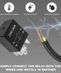Heavy Duty 24V 30A 4 Pin Car Starter Relay, Waterproof Automotive Relay Switch with wiring, showing conductivity and connection