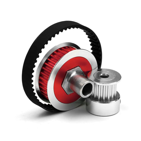 Race-Grade TT02 Belt Drive RC Car Transmission System With 36T Aluminum Pulley And 16T Gear For Tamiya 1/10 4WD Cars, Red