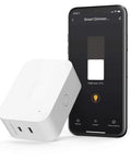 Smart Dimmer Plug For Dimmable Lamps And Lights, 300W Max, Dual Outlets, Works With Dimmable LED CFL Halogen And Incandescent Bulbs, 2.4GHz WiFi Only shown with smartphone app control