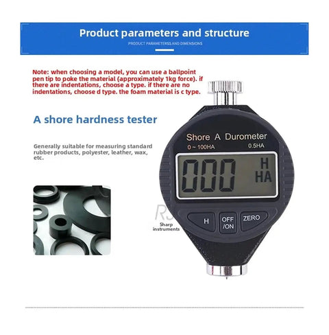 Dead Reliable Digital Durometer And Rubber Hardness Tester With Shore A C D Pointer Dial displaying digital readout for precise rubber hardness testing.