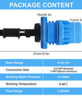 Dimensions and specifications of 0.4 To 4 Percent Adjustable Fertilizer Injector For Drip Irrigation And Automatic Liquid Dosing Pump.