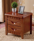 Totally Solid Rustic Brown Nightstand Fits Every Room Layout Stackable Side Table With Front Storage Drawer Durable Wood Finish with two drawers