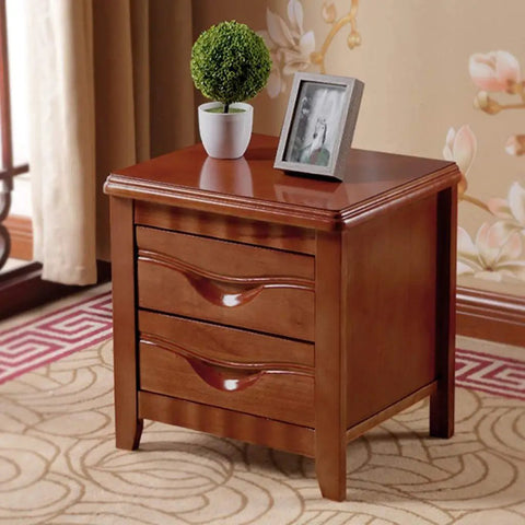 Totally Solid Rustic Brown Nightstand Fits Every Room Layout Stackable Side Table With Front Storage Drawer Durable Wood Finish with two drawers