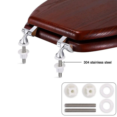 Durable Round Wood Toilet Seat With Chrome Hinges Fits Standard American Toilets 17 By 15 Inches Natural Wood Veneer Built To Last