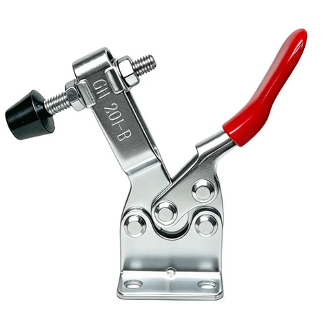 4 Pack 201B Quick Release Toggle Clamp Set, 300 lbs holding capacity, horizontal antislip clamp with red handle.