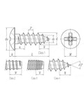 Technical drawing of 50 Piece Lot M4 X 20 Millimeter Phillips Cross Recessed Self Tapping Screws dimensions and details.