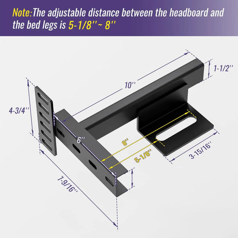 Adjustable Headboard Brackets Metal Bed Frame Wall Mounts With Footboard Extension Kit Fits Twin Full Queen King Bed measurements and design