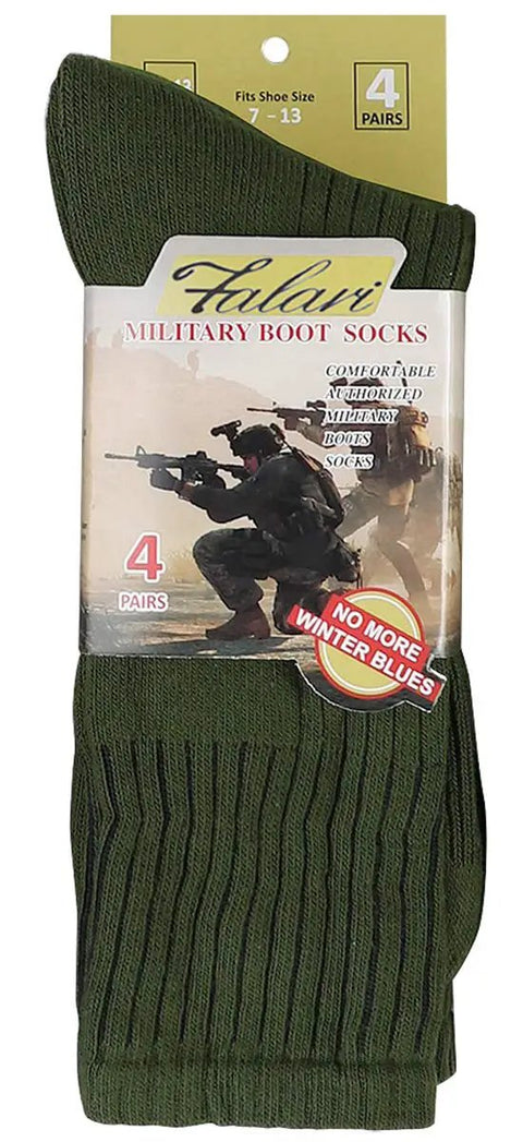 Heavy Duty Military Grade Boot Socks 4 Pack For Combat Training Trekking And All Day Work Duty Tough Rugged Comfort For Army Police Firefighter And Security Pros Green Size 10 To 13 packaging