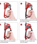 Steps to use Climbing Hand Ascender For Rope Access 8-13mm With Ergonomic Rubber Handle CE Certified Rescue And Rappel Gear Ideal For Tree Work