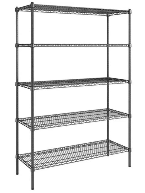Beefy 5 Tier Metal Adjustable Freestanding Garage Storage Wire Shelving Unit 36 In W x 72 In H x 14 In D open black wire rack