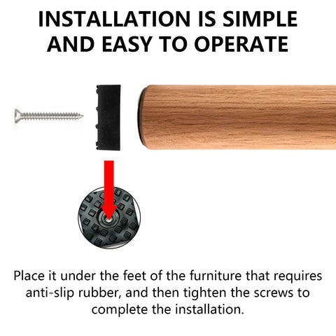 Installation of Soft Rubber Chair Feet 30x30mm Anti Slip Pads for furniture leg with screw and cushioned floor protector