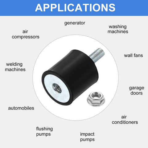 M5 Rubber Mounts 20x20mm Cylindrical Anti Vibration Isolator With Lock Nuts for Cars Generators Air Compressors Bobbin Mounts Durable Shock Absorber Dampener, black rubber mount