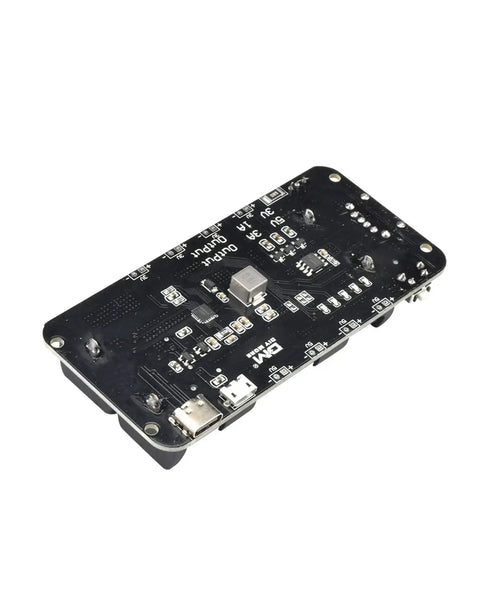 Dual Pack 1865 Battery Holder With Micro Usb Charging Port Built For Li Ion Cells Delivers Solid 5V And 3V Juice For Raspberry Pi And Arduino Rigs, black circuit board with USB ports.