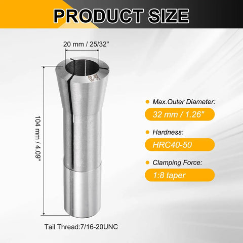 R8 Round Collet Mill Chuck Holder 20mm Precision CNC Engraving Lathe Tool Pro Grade With 7 16 UNF Thread And 0.015mm Accuracy