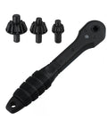 Heavy Hitter Ratchet Drill Chuck Key With Magnetic Quick Swap Heads, includes three interchangeable heads for electric drills.
