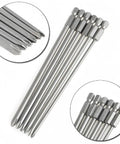 Six Piece One Quarter Inch Hex Shank Phillips Screwdriver Bits Set With Magnetic Cross Heads, long 5.9 inch, S2 alloy steel