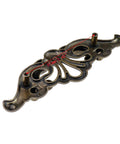 Top view of 2-Pack 6 Inch Antique Drawer Pulls With 3.43 Inch Hole Spacing Hollow Pattern Zinc Alloy Decorative Cabinet Handles