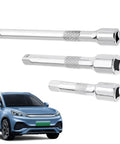 Three Piece Socket Extension Bar Set in Chrome Vanadium Steel with car, 50mm 75mm 100mm lengths, swivel ratchet for vehicle use