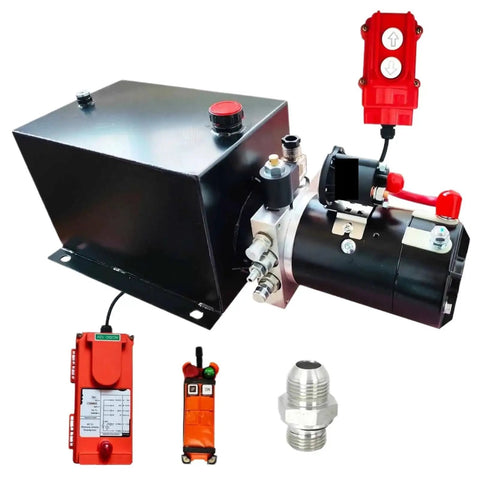 1Pc Dc Hydraulic Power Unit With 1.6kw Motor And Remote Control, featuring 6L tank, SAE6 ports, and compact design for heavy duty use.