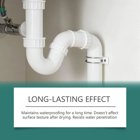 Killer Clear Roof Sealant And Heavy Duty Waterproof Adhesive That Slaps Down A Tight Leak Barrier On Tile Grout Concrete Patios And Basements All Season Long on white plumbing pipes.